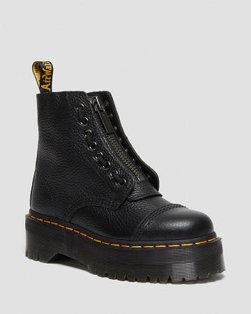 Botas Plataforma Dr Martens Sinclair Milled Nappa Cuero Mujer Negros | MX 523PJJ